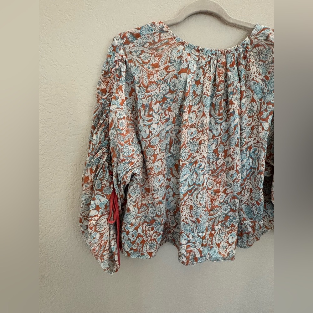 Anthropologie long-sleeve shirred blouse - Picture 8 of 9